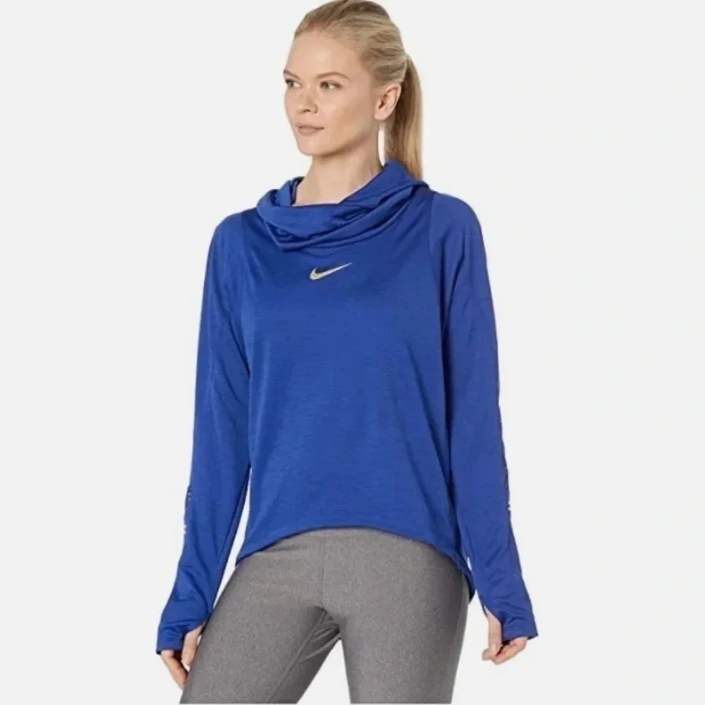 *RARE Nike Dri-Fit Glam Dunk Mid Layer Running top funnel hood women’s Small